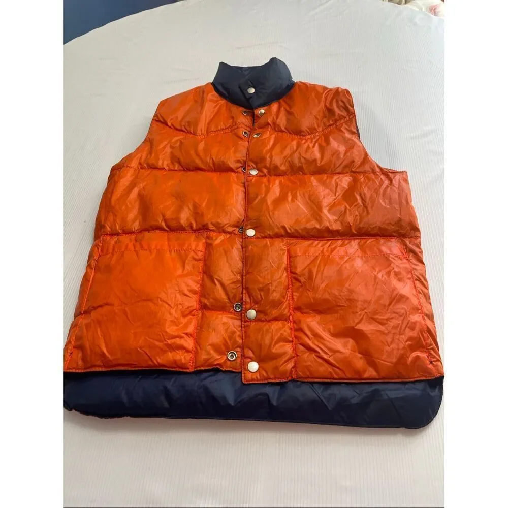 Mohawk Vintage Blue Orange Nylon Reversible Vest Size Small